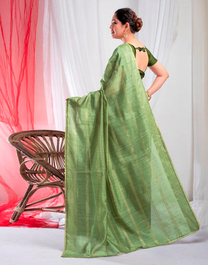 Pista Green Silk Plain Saree