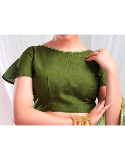 Pista Green Silk Plain Saree