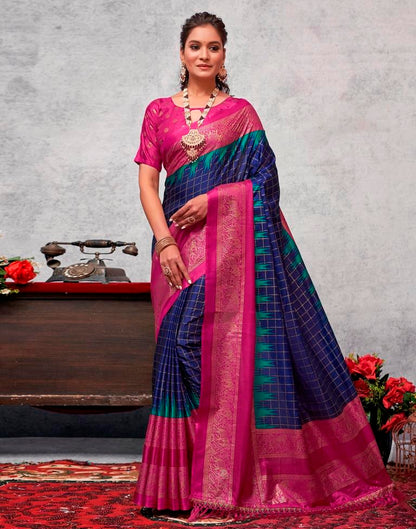 Magenta Printed Kanjivaram Silk Blend Saree