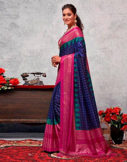 Magenta Printed Kanjivaram Silk Blend Saree