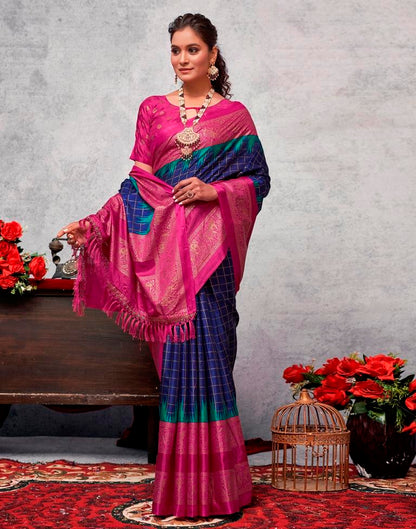 Magenta Printed Kanjivaram Silk Blend Saree