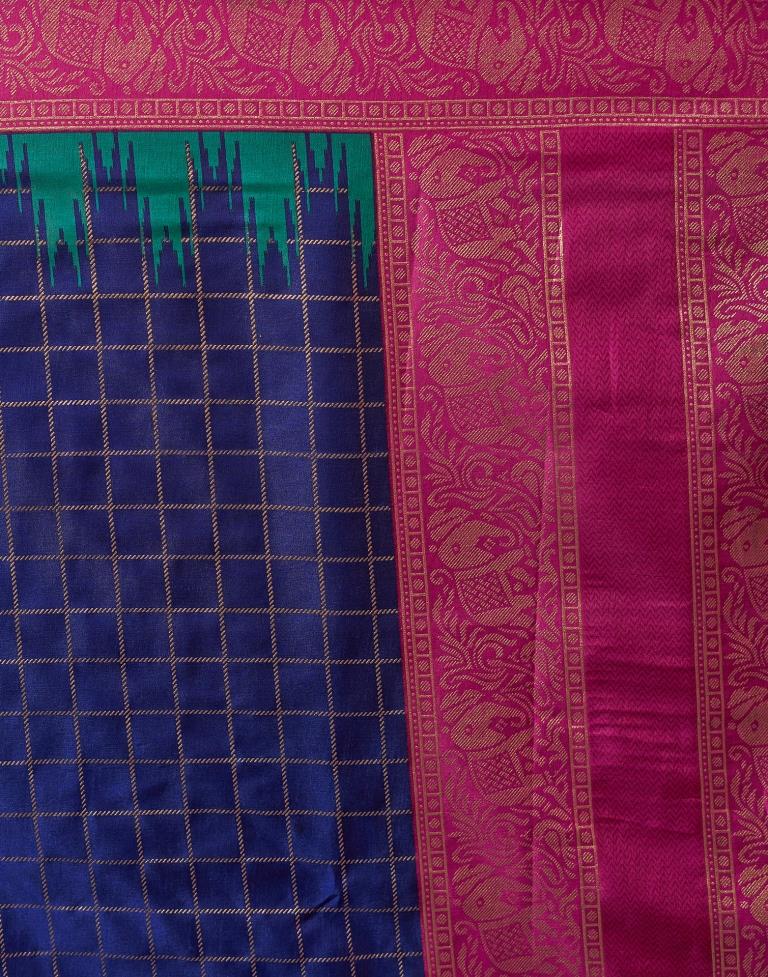 Magenta Printed Kanjivaram Silk Blend Saree