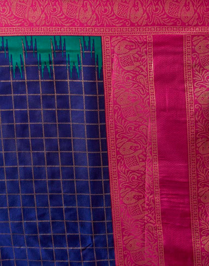 Magenta Printed Kanjivaram Silk Blend Saree