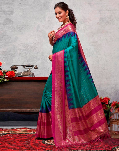 Magenta Printed Kanjivaram Silk Blend Saree