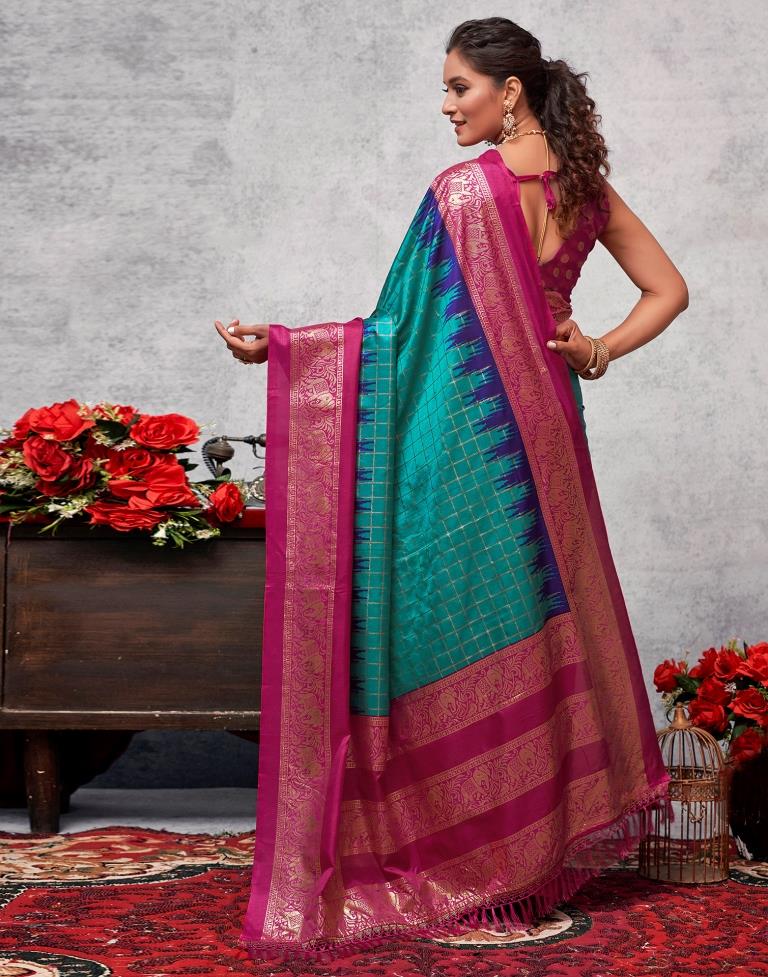 Magenta Printed Kanjivaram Silk Blend Saree