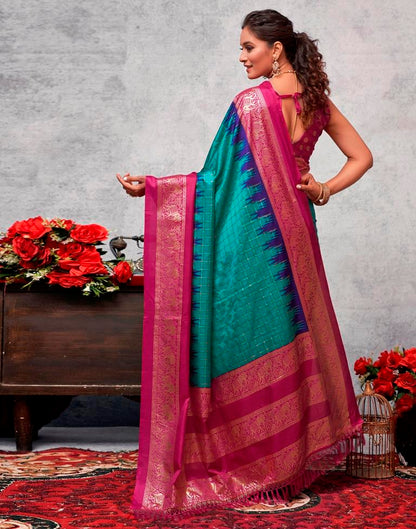 Magenta Printed Kanjivaram Silk Blend Saree