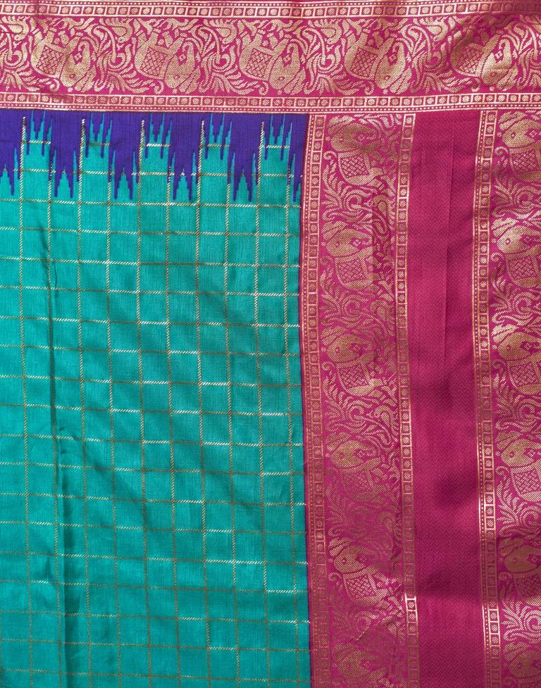 Magenta Printed Kanjivaram Silk Blend Saree