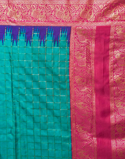 Magenta Printed Kanjivaram Silk Blend Saree