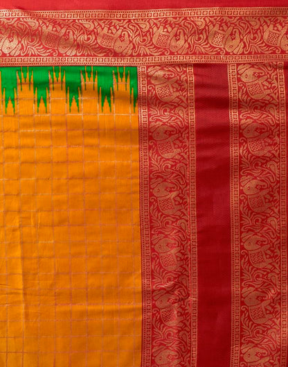 Red Silk Printed Kanjivaram Silk Blend Saree