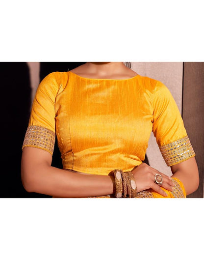 Yellow Georgette Embroidery Saree