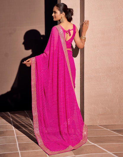 Pink Georgette Embroidery Saree