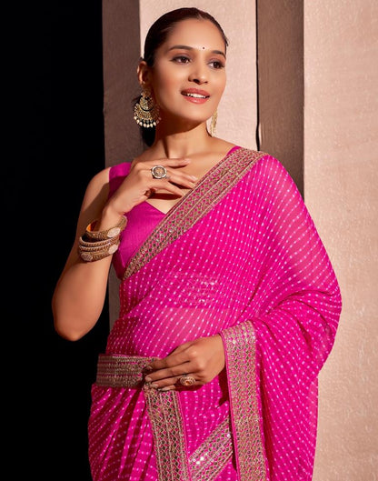 Pink Georgette Embroidery Saree