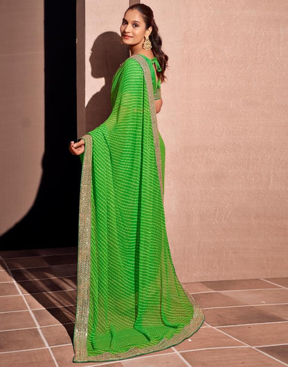 Green Georgette Embroidery Saree