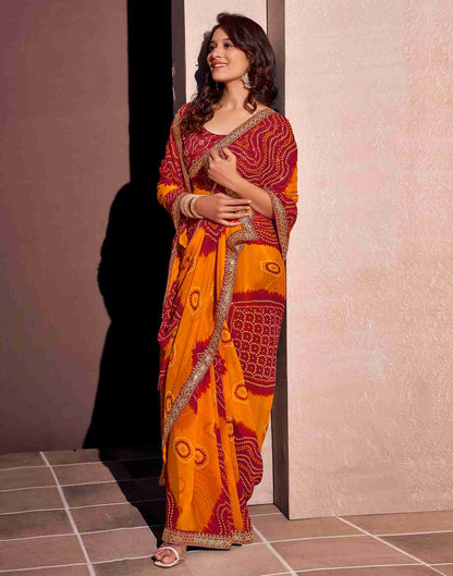 Yellow Georgette Printed Saree