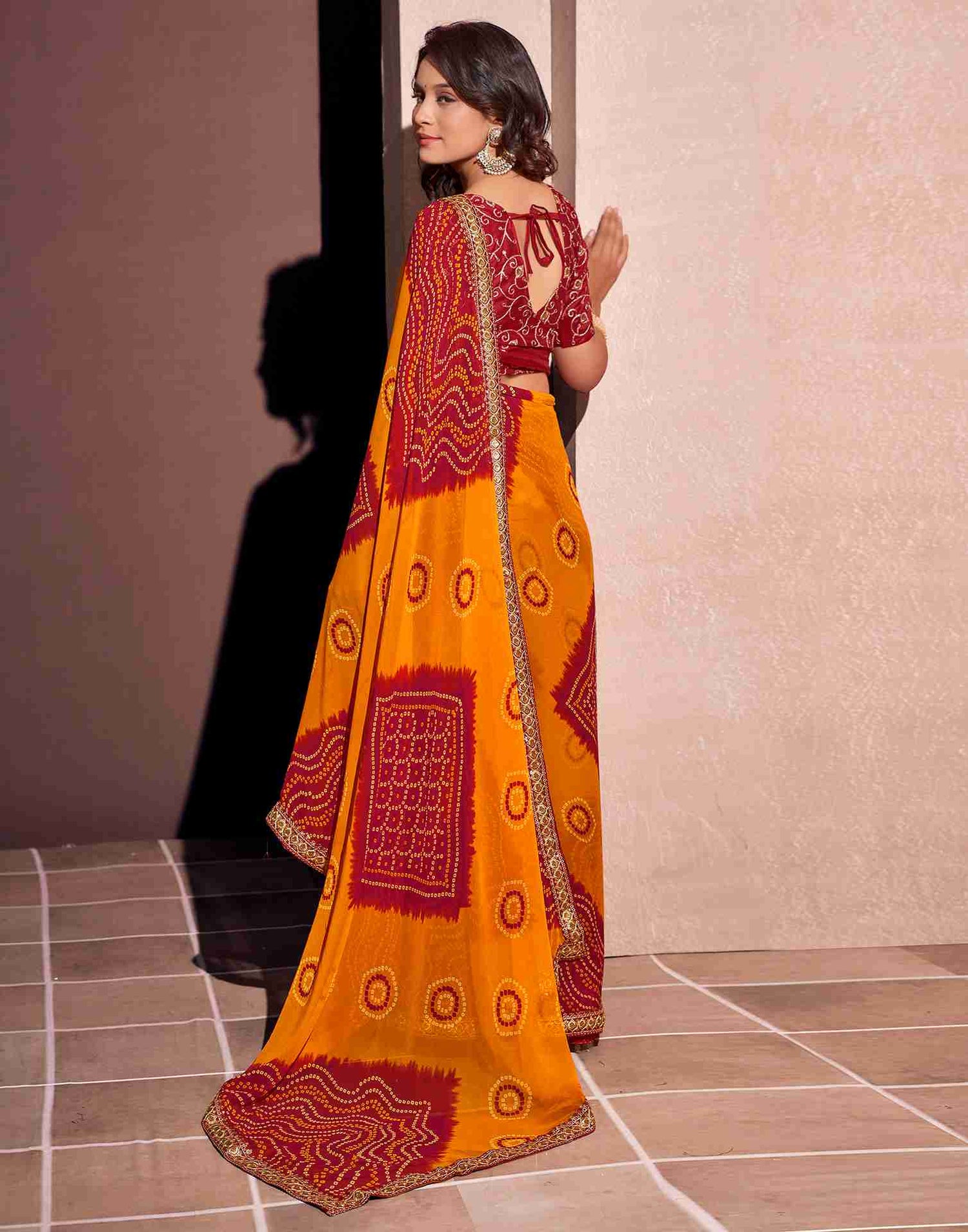 Yellow Georgette Printed Saree