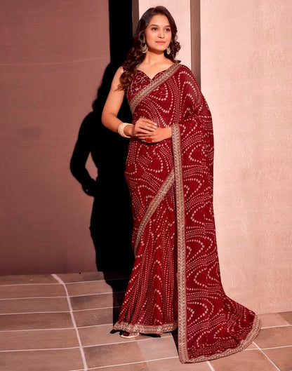 Maroon Georgette Embroidery Saree