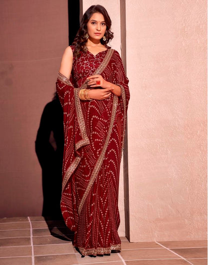 Maroon Georgette Embroidery Saree