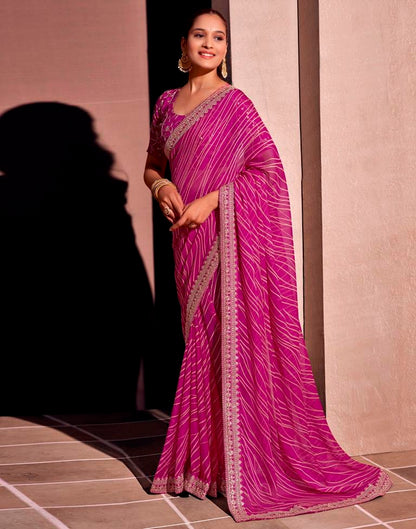 Magenta Georgette Embroidery Saree