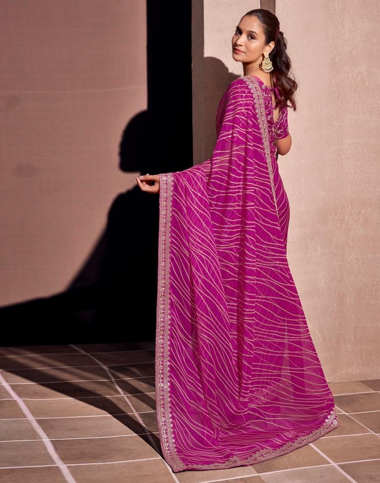 Magenta Georgette Embroidery Saree