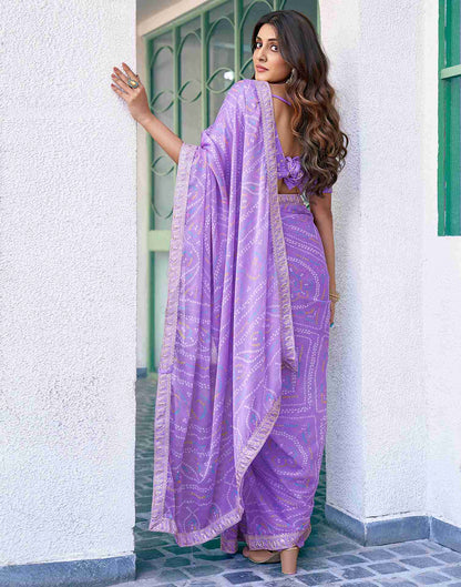 Lavender Chiffon Printed Saree