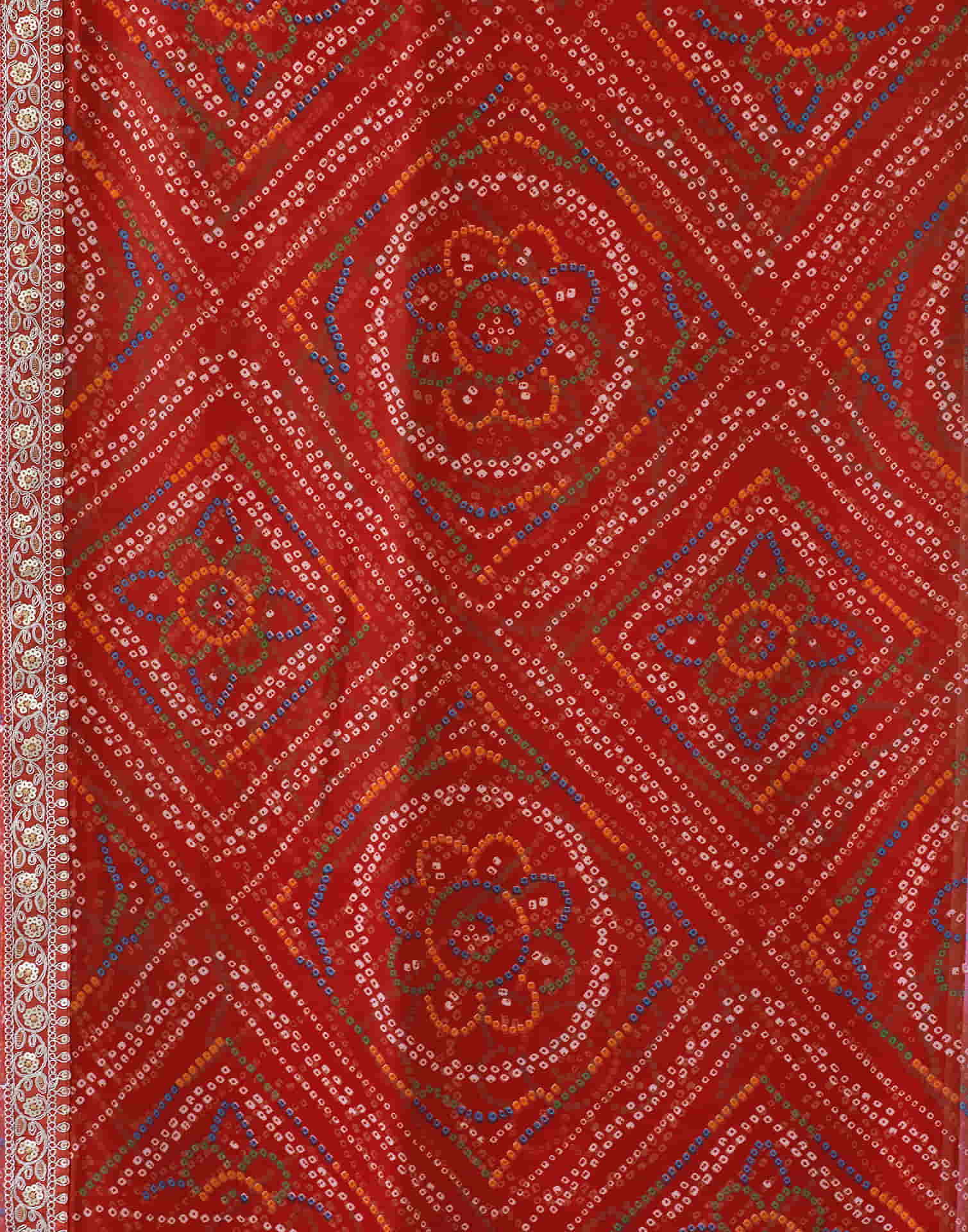 Red Georgette Bandhani Saree