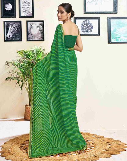 Green Georgette Embroidery Printed Saree