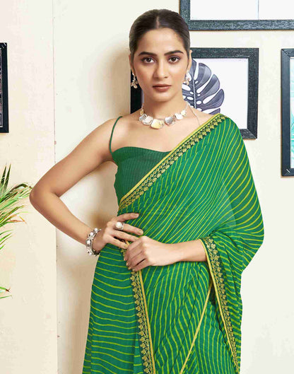 Green Georgette Embroidery Printed Saree