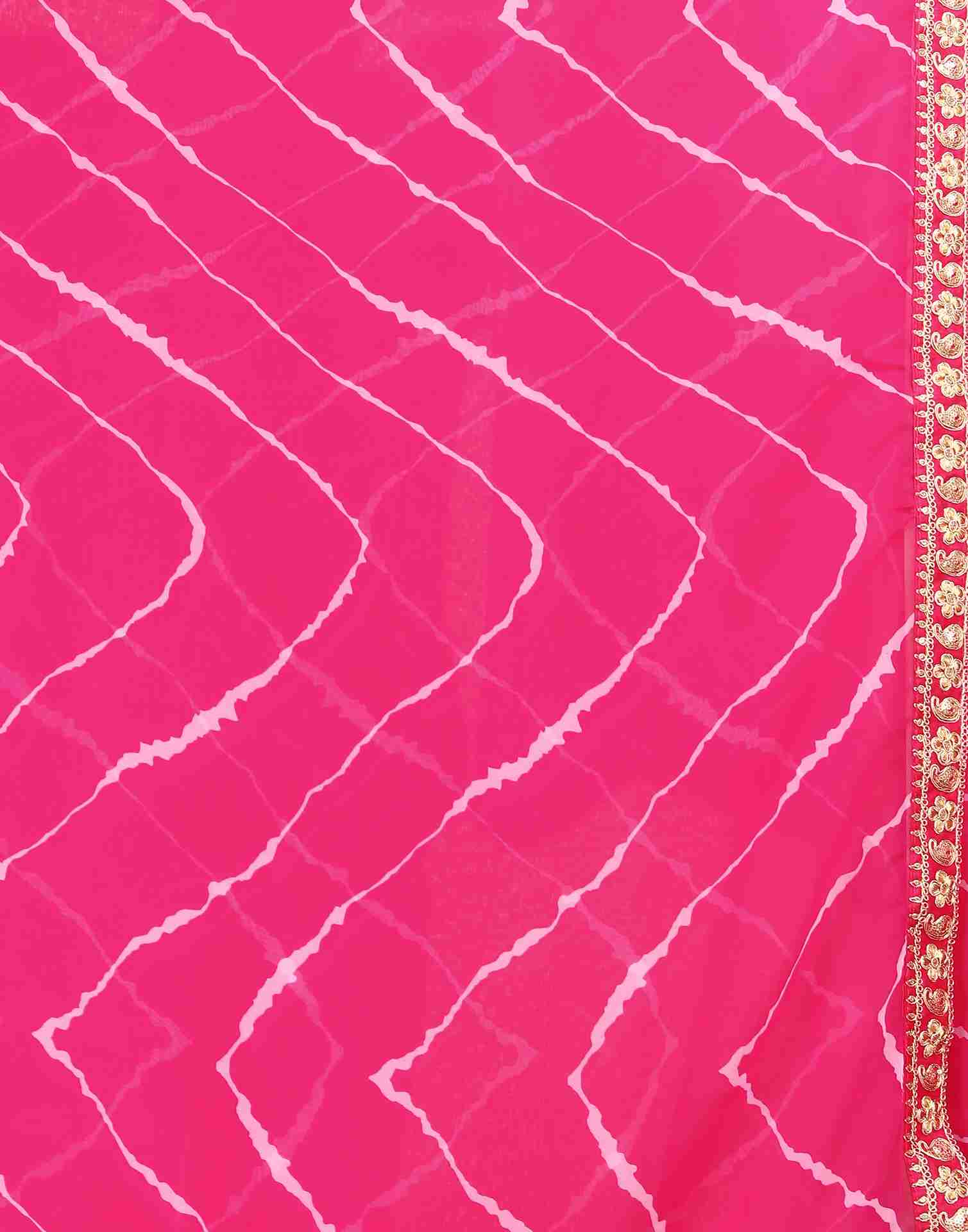 Rani Pink Georgette Embroidery Printed Saree