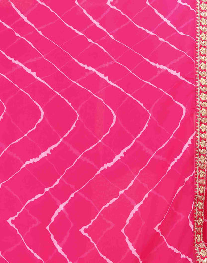 Rani Pink Georgette Embroidery Printed Saree