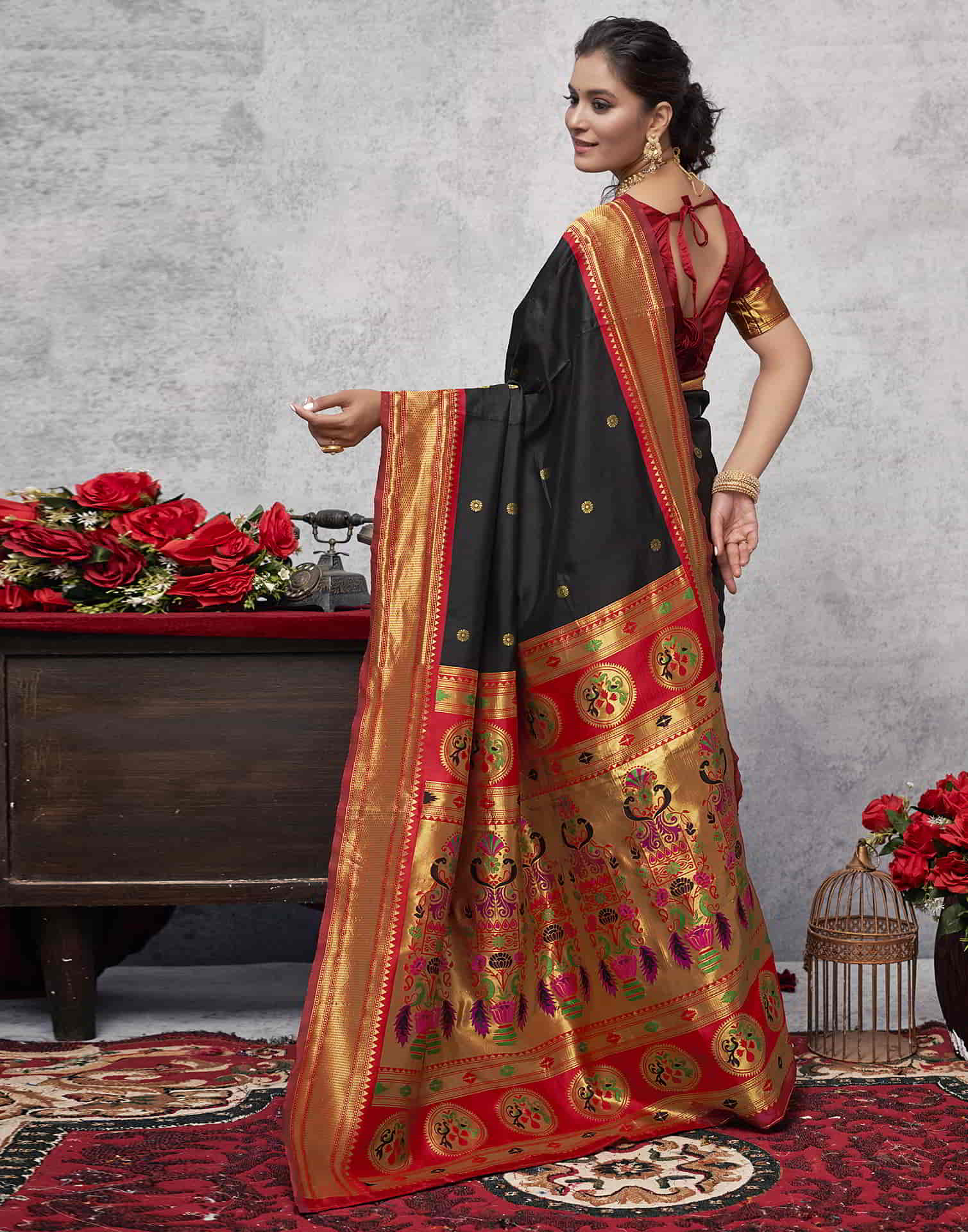 Red Paithani Silk Woven Saree