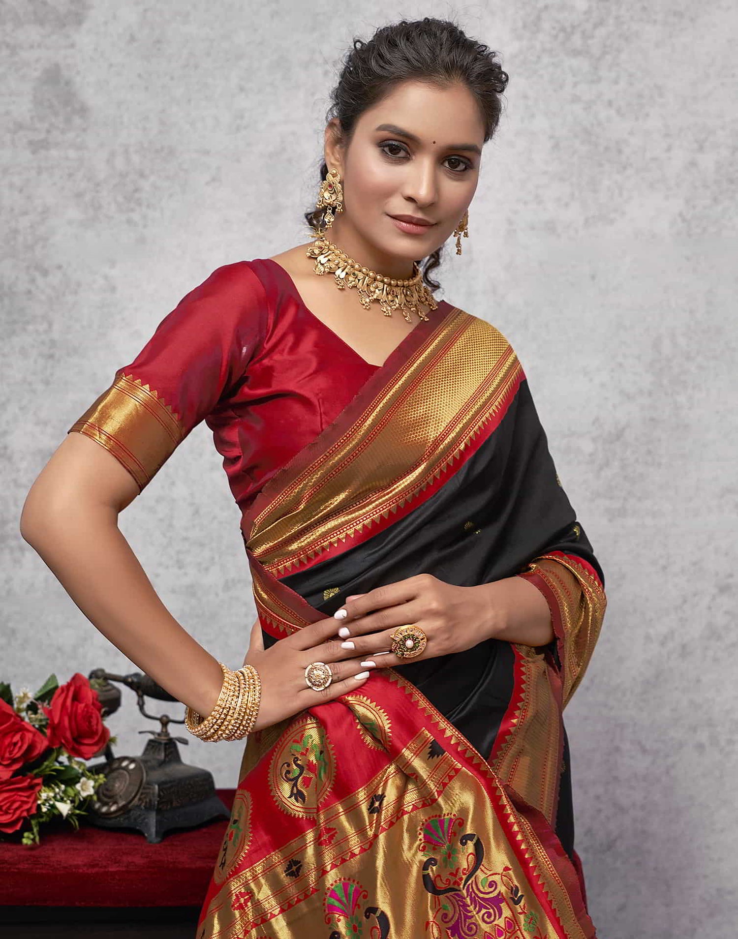 Red Paithani Silk Woven Saree