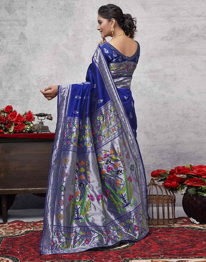 Grey Paithani Silk Woven Saree