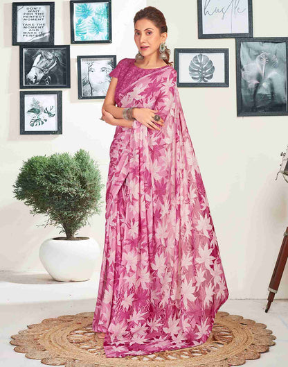 Dark Magenta Georgette Printed Saree