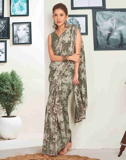 Khaki Georgette Printed Saree