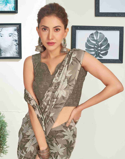 Khaki Georgette Printed Saree