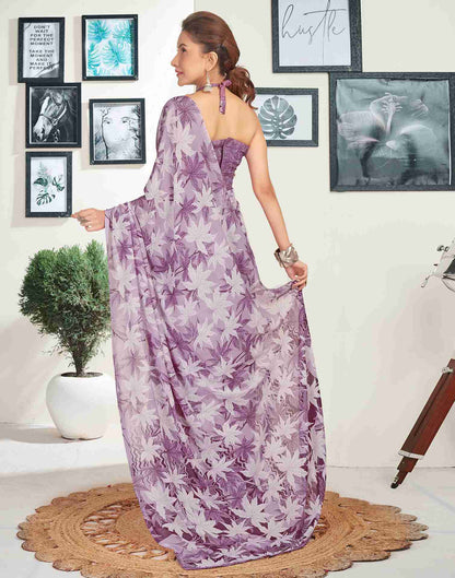 Dark Purple Georgette Printed Saree