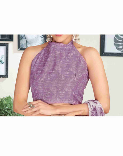 Dark Purple Georgette Printed Saree