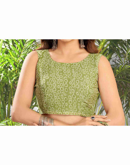 Olive Green Georgette Printed Saree