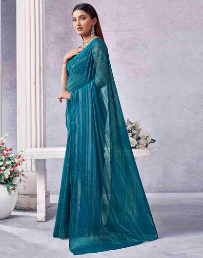 Blue Georgette Plain Saree