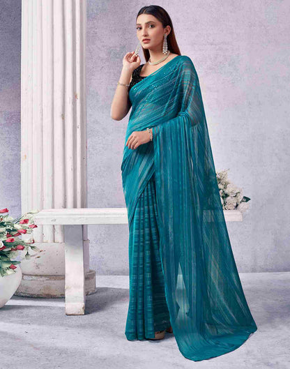 Blue Georgette Plain Saree