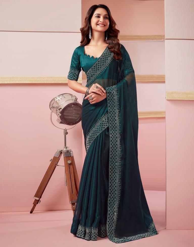 Rama Chiffon Plain Saree