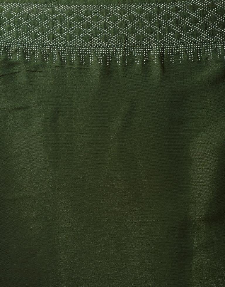 Mehandi Green Chiffon Plain Saree