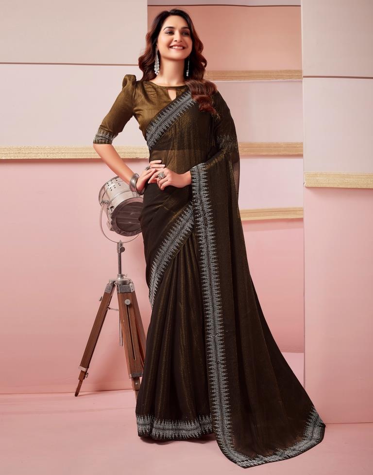 Copper Chiffon Plain Saree