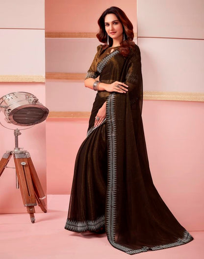 Copper Chiffon Plain Saree