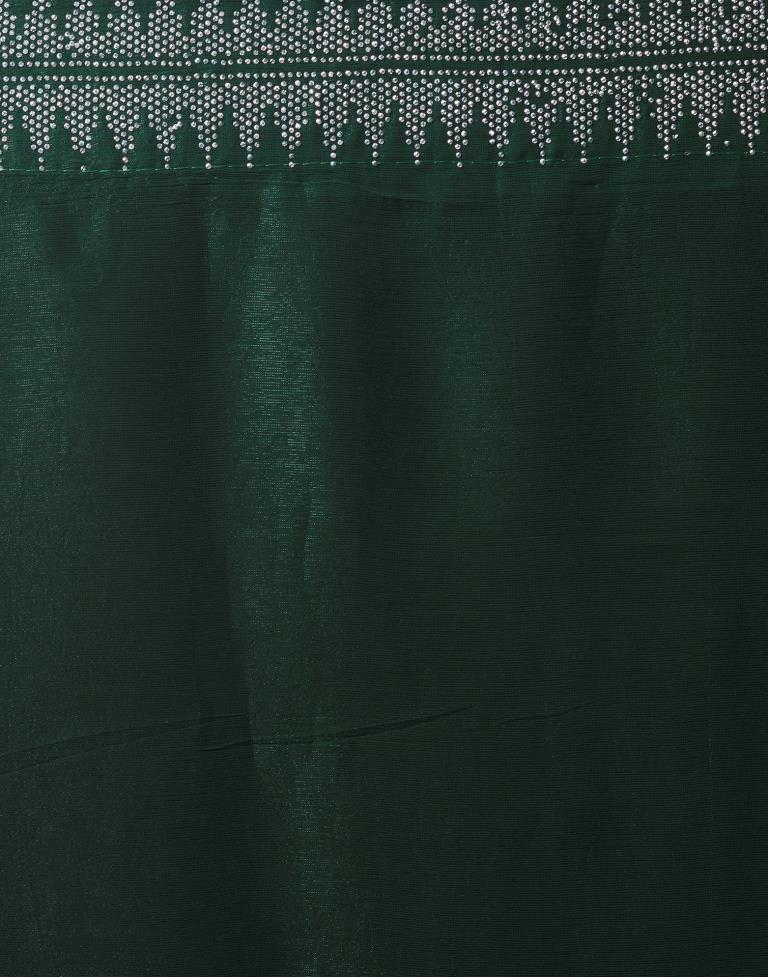 Dark Green Chiffon Plain Saree