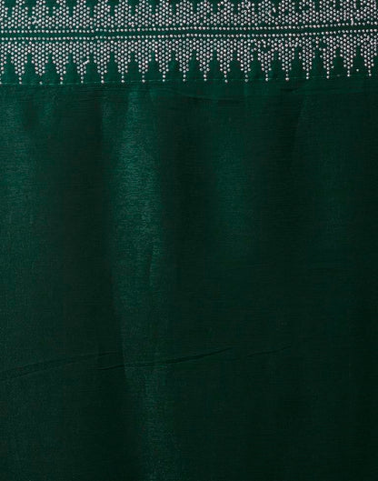 Dark Green Chiffon Plain Saree