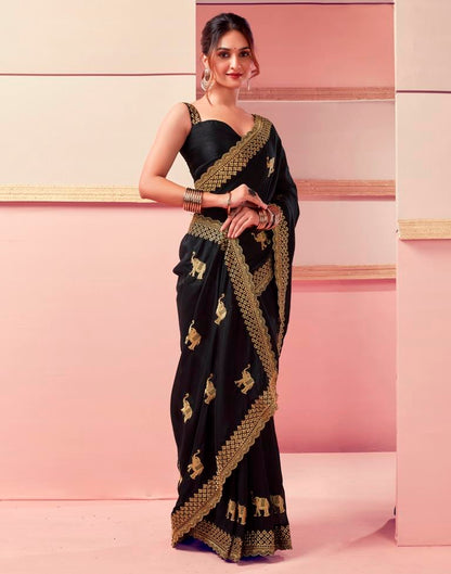 Black Silk Embroidery Saree