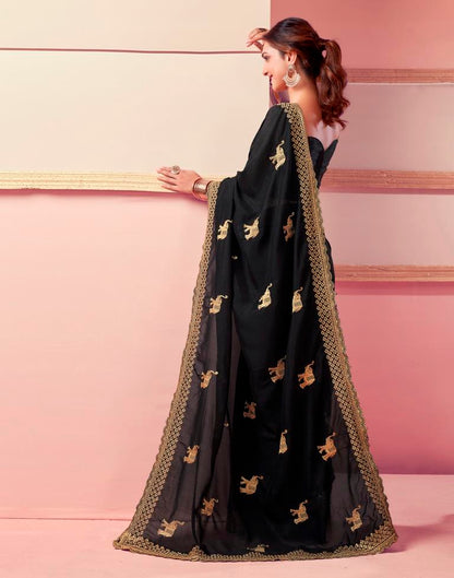 Black Silk Embroidery Saree