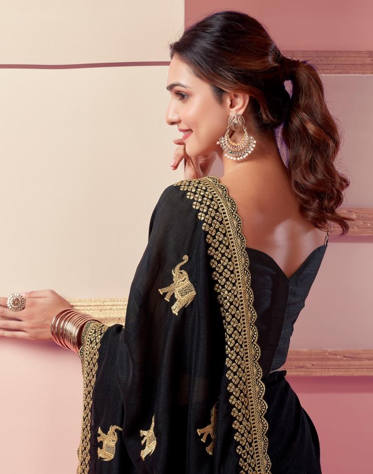 Black Silk Embroidery Saree