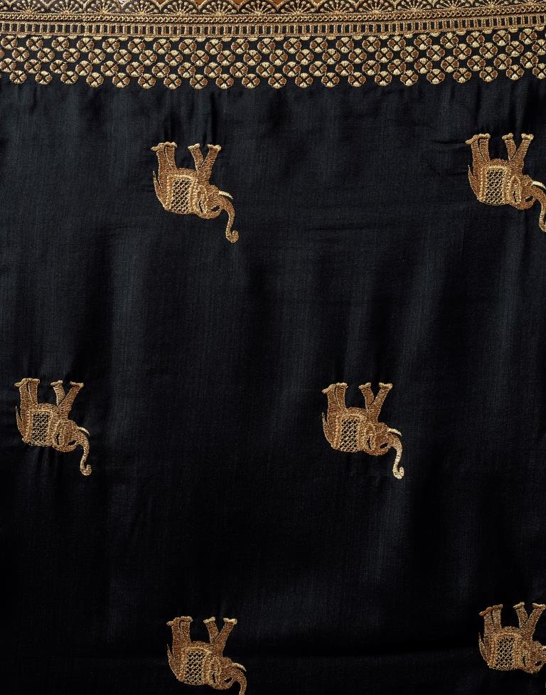 Black Silk Embroidery Saree